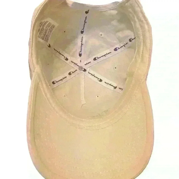 Champion Script Logo Hat Adjustable One Size White/Cream Baseball Cap Unisex - Picture 5 of 8